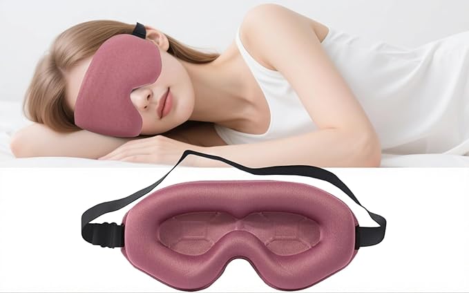 Sleep Mask for Side Sleeper, Light Blocking 3D Contoured Eye Mask, Zero Pressure Night Blindfold for Women & Men, Adjustable Strap, Soft Breathable Eye Cover