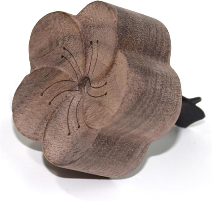Wood Flower Essential Oil Diffuser, Car Air Vent Clip Aromatherapy Diffuser, Car Diffusers for Essential Oils, Car Diffuser Clip for Car Office Bedroom (Dark-1 Pack)