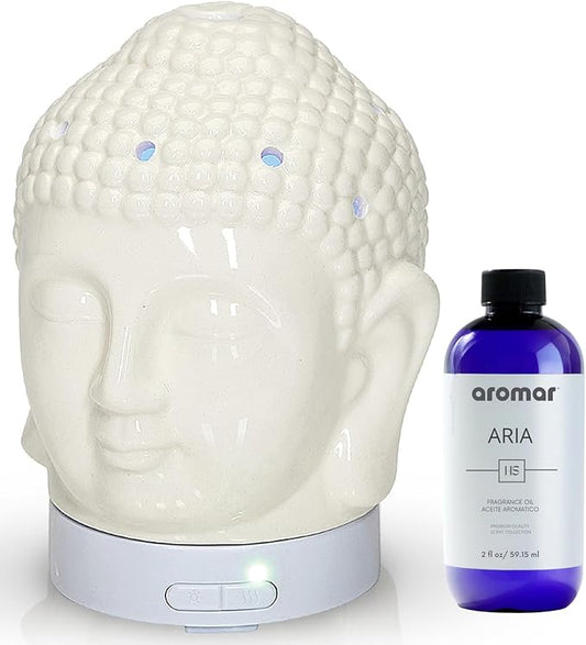 Aromar Buddha Ceramic Diffuser, White