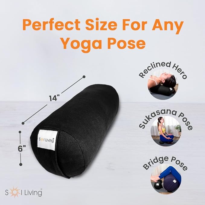 Sol Living Yoga Bolster Pillow Rectangular Meditation Cushion Cotton Meditation Accessories for Restorative Yoga Meditation Pillow Yoga Pillow Firm Body Pillow Bolster Pillow for Legs Removable Cover