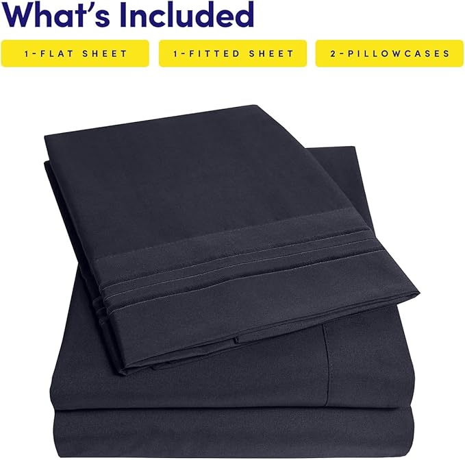 1500 Supreme Collection California King Sheet Sets Navy Blue - Luxury Hotel Bed Sheets and Pillowcase Set for California King Mattress - Extra Soft, Elastic Corner Straps, Deep Pocket Sheets Navy