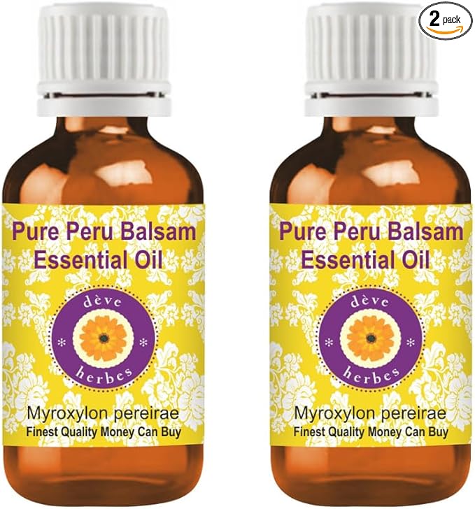 dève herbes Peru Balsam Essential Oil (Myroxylon pereirae) Pure | Viscous Texture | Rich Aroma | Unisex | All Skin Types | for External Use Only | Natural Extract | Steam Distilled 30ml X 2 (2 oz)