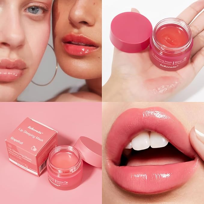 FYEBOO Sleeping Lip Mask, Long-Lasting Nourish & Hydrate, Balm, Oil, Skin Care, Moisturizing Lines Night Sleep Anti-chapped Cream (03# Grapefruit)