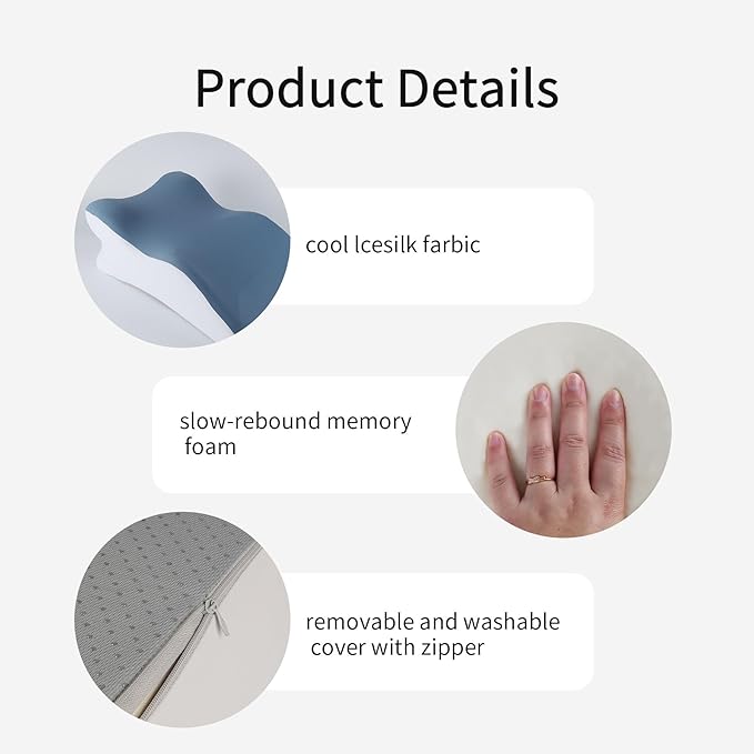 Reading Prone, Ergonomic Back Support Pillow for Bed Sitting Up Prone Pillow Face Down Sleep, Resting, Relaxing Back Pain Relief, Blue