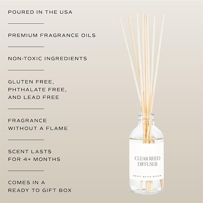 Sweet Water Decor Weekend Reed Diffuser Set for Home - Sage, Orange, Amber, Tonka Bean Scented Reed Diffusers - Air Freshener Lasts 4+ Months, Made in the USA