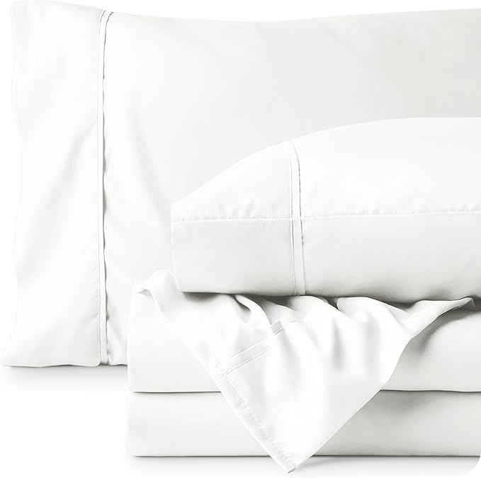Bare Home Queen Sheet Set - 1800 Ultra-Soft Microfiber Queen Bed Sheets - Double Brushed - Deep Pockets - Easy Fit - 4 Piece Set - Bedding Sheets & Pillowcases (Queen, Cream)