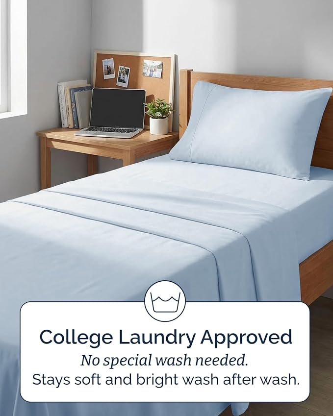 Extra Deep Twin XL Sheet Set - 3 Piece Breathable & Cooling Bed Sheets - Easily Fits 18 to 24 inch Mattress - Ultra Soft, Wrinkle & Fade Free w/ Extra Deep Pockets - Hotel Luxury Bedding - Sky Blue