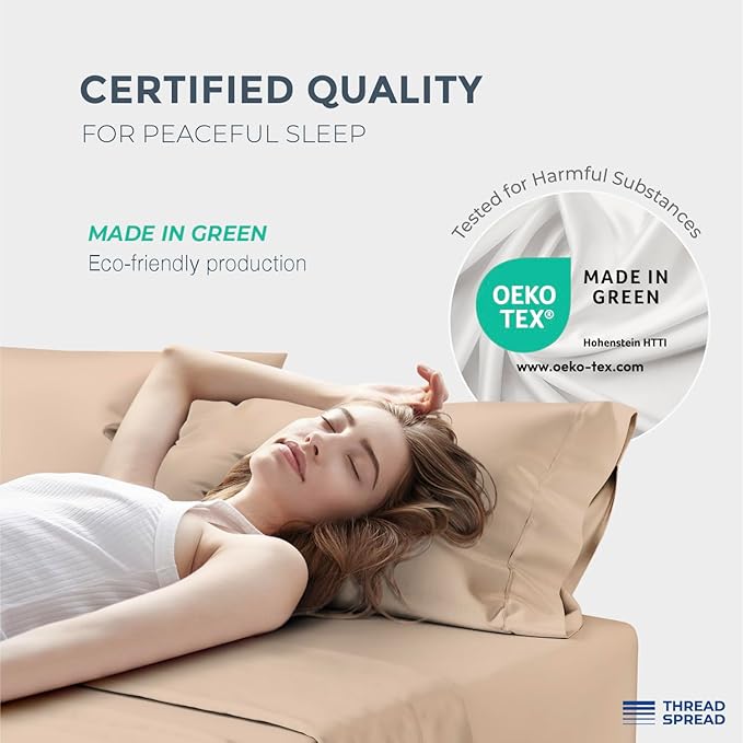 THREAD SPREAD 100% Egyptian Cotton Pillow Cases Queen Size Set of 2 - Luxury 1500 Series Queen Pillow Cases (Taupe), Soft Cooling Envelope Closure Hotel Quality Egyptian Cotton Pillowcases