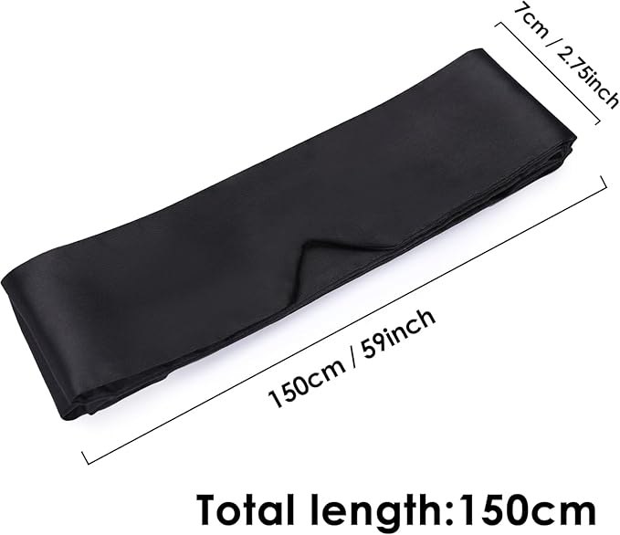 Premium Silk Sleep Mask, Soft Adjustable Blindfold for Adults Couples, Breathable Light Blocking Silk Eye Mask, Comfort Night Sleeping Eye Cover, Portable Bedroom Relax Accessories for Travel Nap & Daily Rest (V-shaped Black)