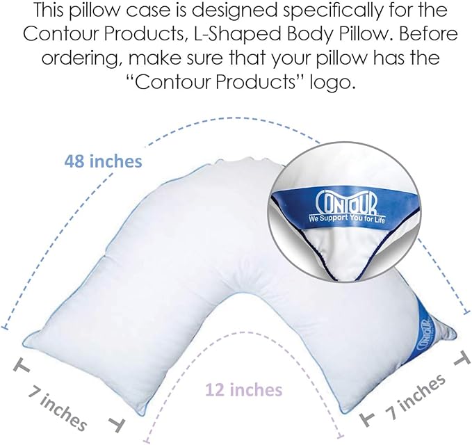 Contour Products L Pillow Case, Navy, Made Specifically for The Contour Products L-Shaped Body Pillow
