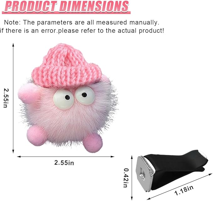 YoRise Coal Ball Car Dashboard Air Vent Trim Clips, Cute Car Vent Clip, Auto Diffuser Outlet Clip Charm, Universal Vehicle Interior Decoration Accessories for Women Girls (Pink)