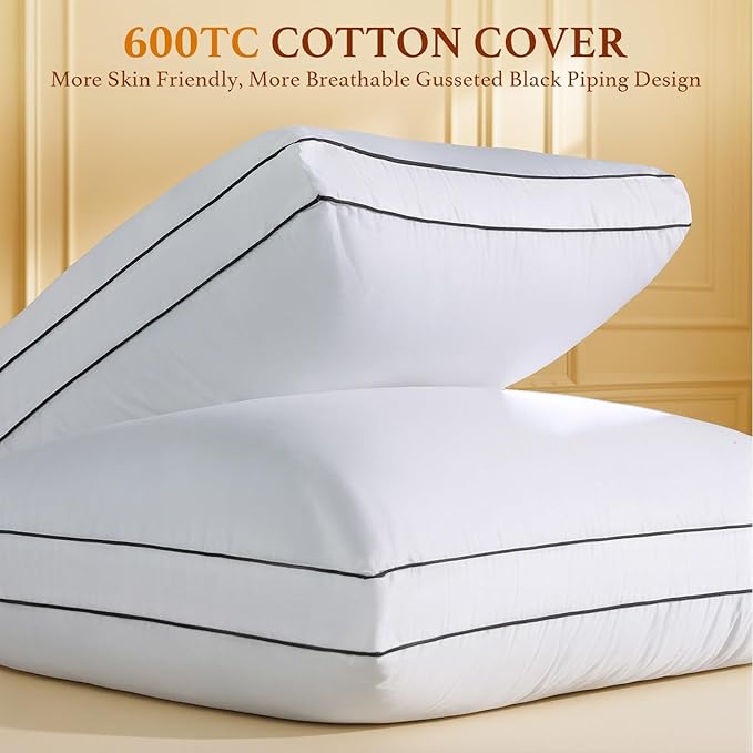 Premium Canadian Goose Down Pillow King Size Set of 1 Pack, 1050+ Fill Power, 100% Cotton Shell, Luxury Hotel Quality Bed Feather Pillow for Side Back Stomach Sleepers(White,20" x 36")