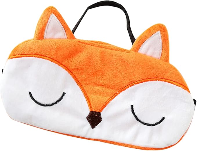 Cute Animal Sleeping Mask Soft Plush Blindfold Cute Rabbit Panda Koala Eye Cover Eyeshade for Kids Teens Girls Women (Orange Fox)