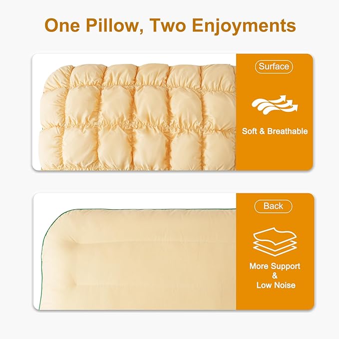 YOUR MOON Fluffy Support Bed Pillow King Size, Super Soft Premium Down Alternative Filling for Sleeping, Luxury Hotel Quality Bed Pillows for Side Sleeper (Yellow)