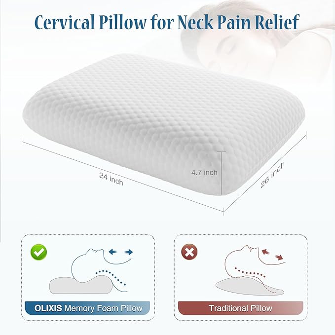 DUMOS 2 Pack Memory Foam Pillows for Sleeping, Gel Cooling Pillow for Back and Side Sleeper Support, Bed Pillows for Adults with Washable Cover and Breathable Mesh – White