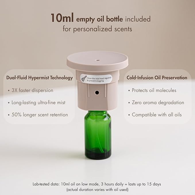 Zen Scenting Set: Linen Ultrasonic Diffuser & Solid Wood Waterless Nebulizer, Dual Power & Mist Modes, Premium Home Decor Gift Bundle