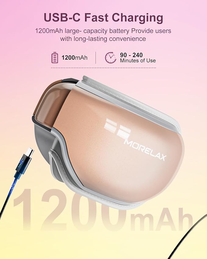 Morelax Eye Massager with Heat & Bluetooth Music, Birthday Gifts for Women, Reduce Eye Strain, Headache Relief and Improve Sleep, Eye Care Gift（Pink）