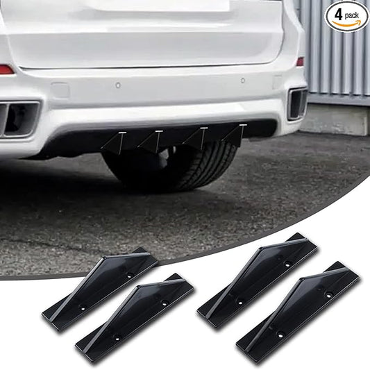 4pcs Car Lower Bumper Lip Diffuser, Rear Splitter Lip Wing with Screw, Anti-Crash Accessories Spoiler Fin Protector,Universal Auto Decoration for Car SUV Truck (B Surface Black)