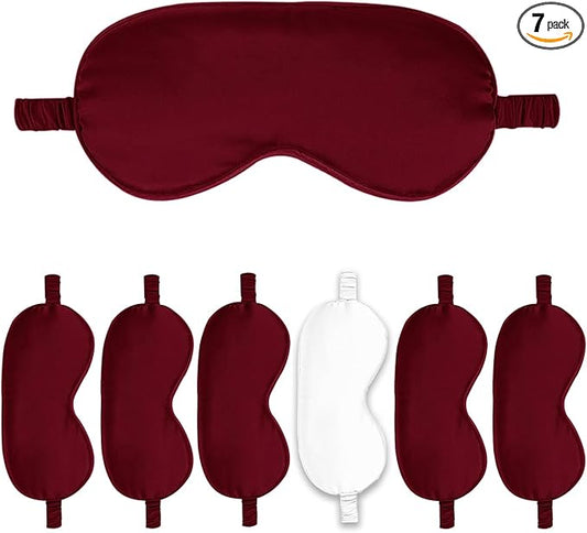 7PACK Satin Eye Mask Silk Sleep Masks Silky Blackout Eyes Covers Sleeping Blindfold Eyeshade Wedding Bridal Gift Travel Naps