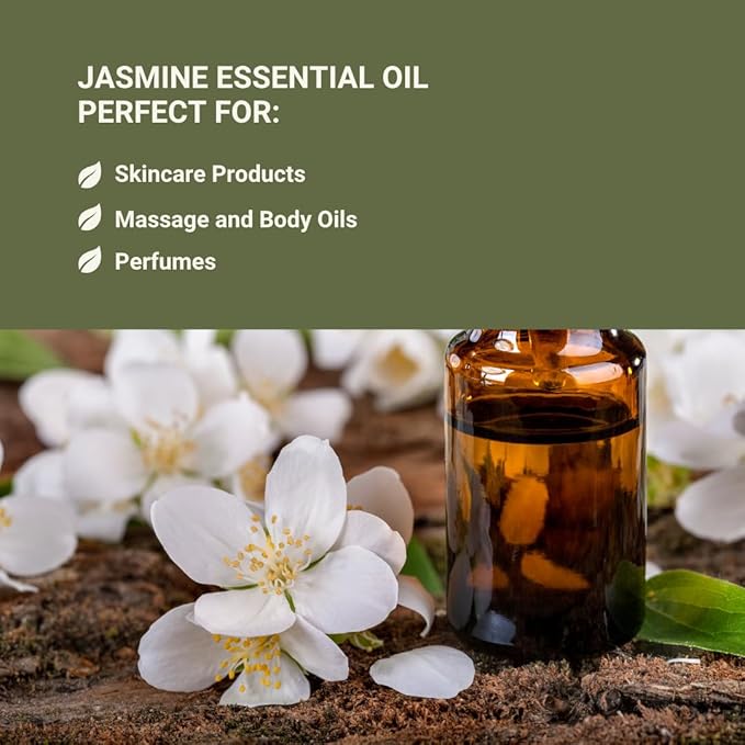 Jasmine Essential Oil - Direct from Fridal Egypt - Steam Distilled - Aceite de Jazmín for Aromatherapy, Massage, Diffuser, DIY Candle and Soap Making - 15ml