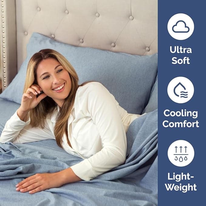 King Standard Pillow Cases Set of 4 - Soft Hotel Quality Pillowcase Covers - Comfy Bedding for Women, Men, Kids & Teens - Machine Washable Pillow Protectors - 4 Piece - King Standard Heathered Blue