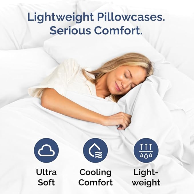 Queen Pillow Cases Set of 8 - Ultra Soft Hotel Quality Pillowcase Covers - Comfy & Wrinkle Free - Shrink, Stain & Fade Resistant - Easy-Care, Machine Washable Pillow Protectors - 8 Piece Set - White