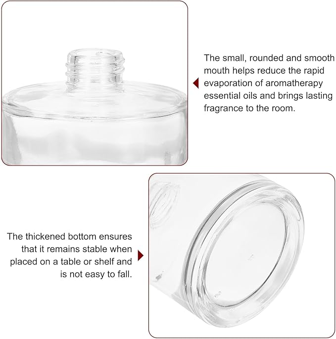 HARFINGTON 250ml/8.5oz Empty Glass Diffuser Bottle 3.5" x 3.6" Refillable Fragrance Accessories Aromatherapy Jar Container for Replacement Reed Diffuser DIY Home Bathroom Transparent