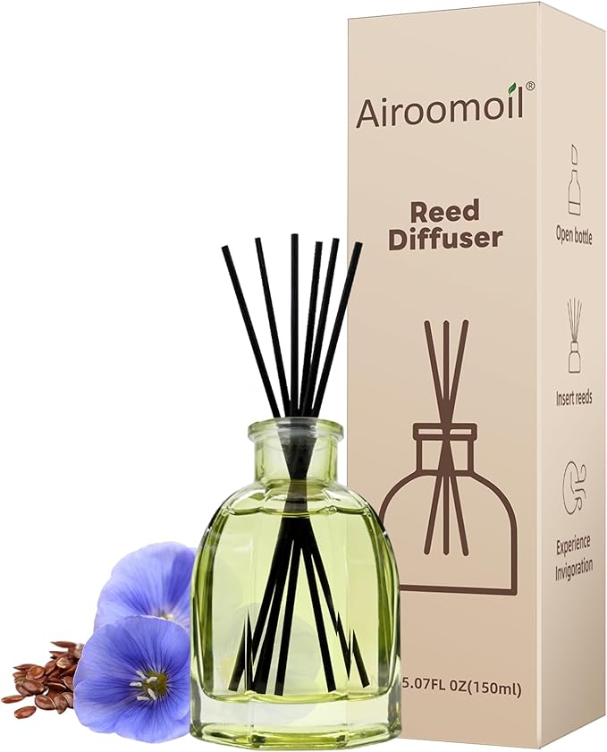 Clean Linen Reed Diffuser Set with 6 Fiber Sticks, 5.07 oz for Home Aromatherapy Living Room Bathroom Yoga, Meditation Office Shelf Decor & Gift, Long-Lasting Fresh air Home Fragrance Oil