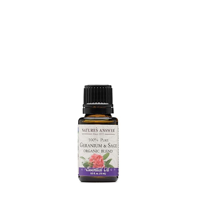 Nature's Answer 100% Pure Organic Essential Oil Blend, 0.5-Ounce, Geranium/Sage