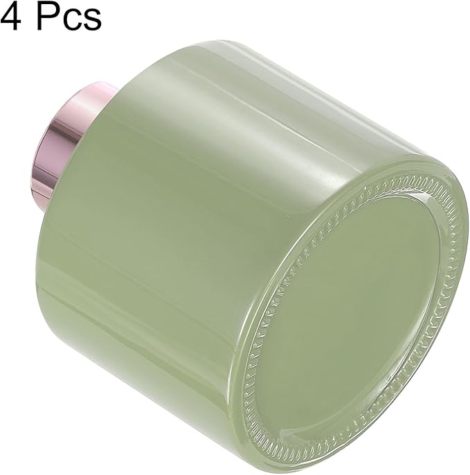 HARFINGTON 4pcs Empty Glass Diffuser Bottle 140ml/4.7oz Refillable Fragrance Accessories Aromatherapy Jar Container for Replacement Reed Diffuser DIY Home Bathroom Green with Gold Tone Cap