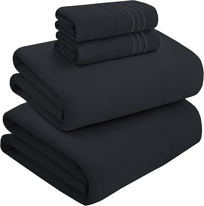 Mocassi Luxury RV Short 4-Piece Sheet Set - 1800 Premium Hotel Quality - Easy-Fit, Wrinkle, Fade Resistant Bed Sheets and Pillowcases - All Around Elastic Fitted Sheet, Deep Pocket, Black