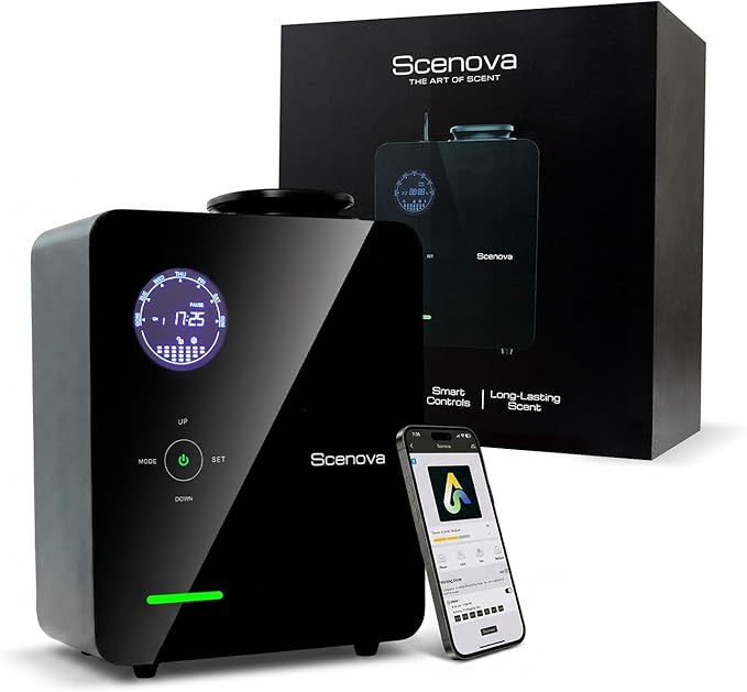 Pro, 2026 Upgraded, Waterless Essential Oil Aromatherapy Scent Diffuser. Whole Home System, 2000 sq ft Coverage, Home, Office, Spa. Touch Panel and Bluetooth Controls.