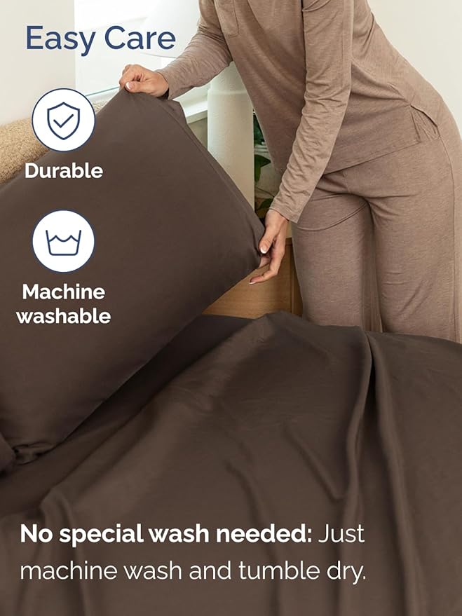 Extra Deep Cal King Sheet Set - 4 Piece Breathable & Cooling Bed Sheets - Easily Fits 18 to 24 inch Mattress - Ultra Soft, Wrinkle & Fade Free with Extra Deep Pockets - Hotel Luxury Bedding - Brown
