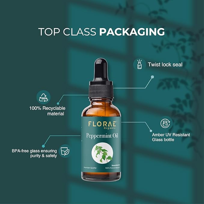 Peppermint Essential Oil 4 Fl Oz 100% Pure and Natural Essential Oil with Dropper for Diffuser Aromatherapy Massage Candle and Soap Making Fragrance (118 Ml)