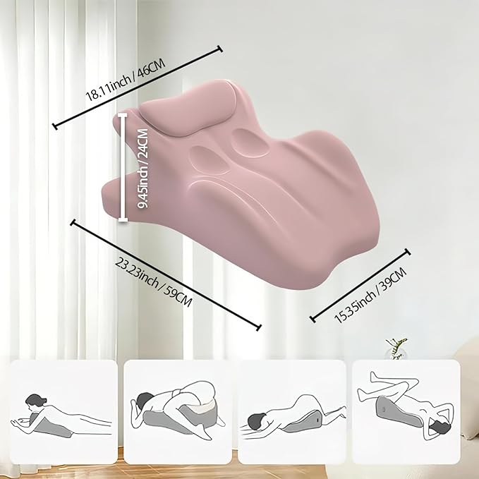 Multifunctional Pillow, Featuring Breathable Memory Foam Waist Support, Large Size with high Resilience, Provides Comprehensive Support (Pink)