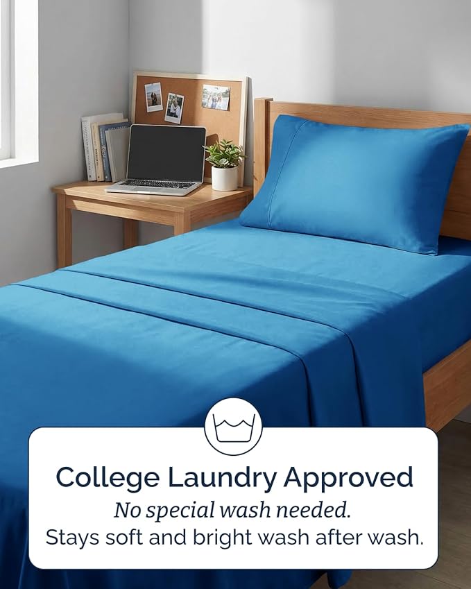 Extra Deep Twin XL Sheet Set - 3 Piece Breathable & Cooling Bed Sheets - Easily Fits 18 to 24 inch Mattress - Ultra Soft, Wrinkle & Fade Free w/ Extra Deep Pockets - Hotel Luxury Bedding - Royal Blue