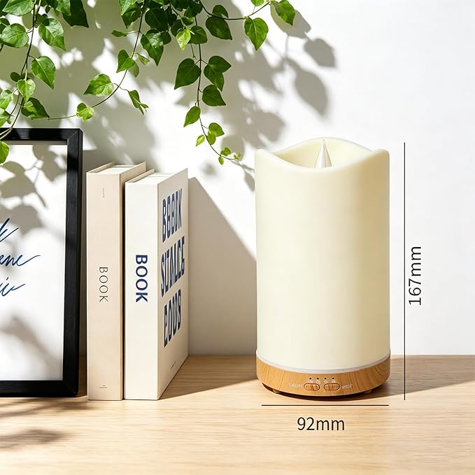 Essential Oil Diffuser,130ml Candle Shape Aromatherapy Diffuser for Home Decoration,Air Humidifier with 7 LED Color Night Light for Office Gifts