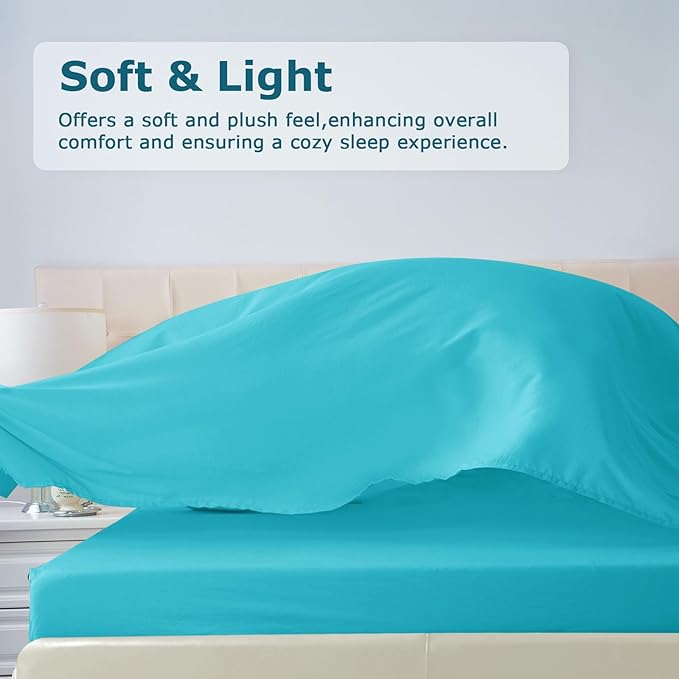 Full Size Bed Sheet Set - 4 Piece Soft Microfiber Sheets with Deep Pockets, Cooling Technology, and Wrinkle-Free Pillowcase. Hotel-Quality, Durable Bedding, Capri Blue