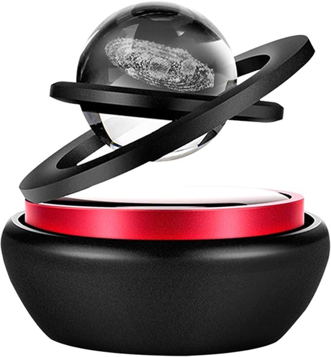 Solar Energy Car Dashboard Spinner, Rotatable Decoration Diffuser with Crystal Ball, Automatic Rotate Automotive Interior Decoration Accessory for Cars Home Office (Black)