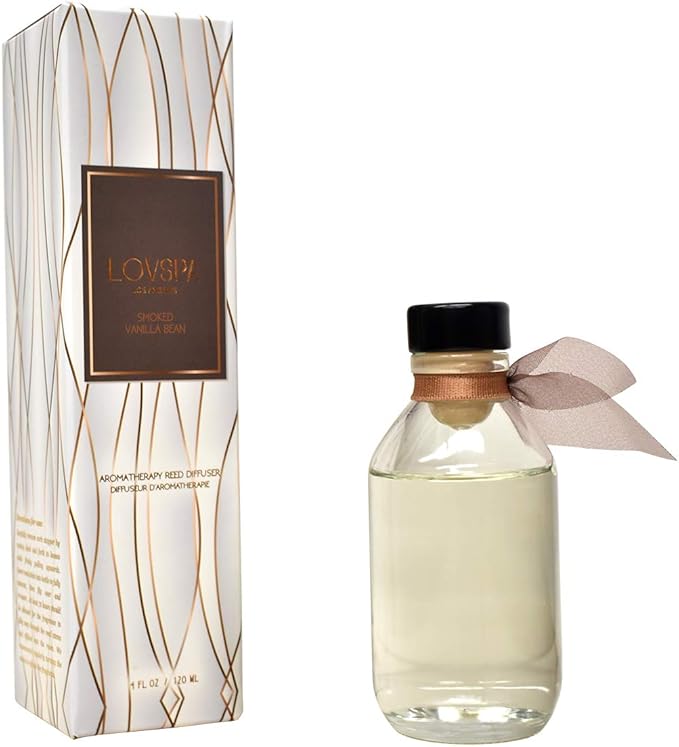 Reed Diffuser Set, Smoked Vanilla Scented Oil Diffuser with Sticks, Home Fragrance Accessories for Bathroom Shelf Decor, Aroma Diffusers for Home or Office Fall Decor, USA Made