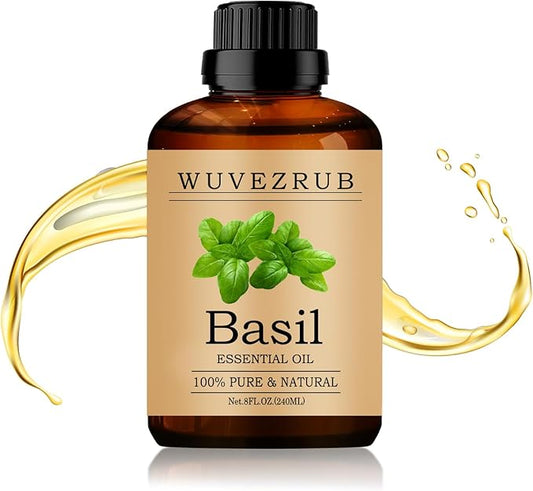 Basil Essential Oil 240ML - 100% Pure and Natural Oils for Aromatherapy Diffuser - 8 Fl Oz/Basil