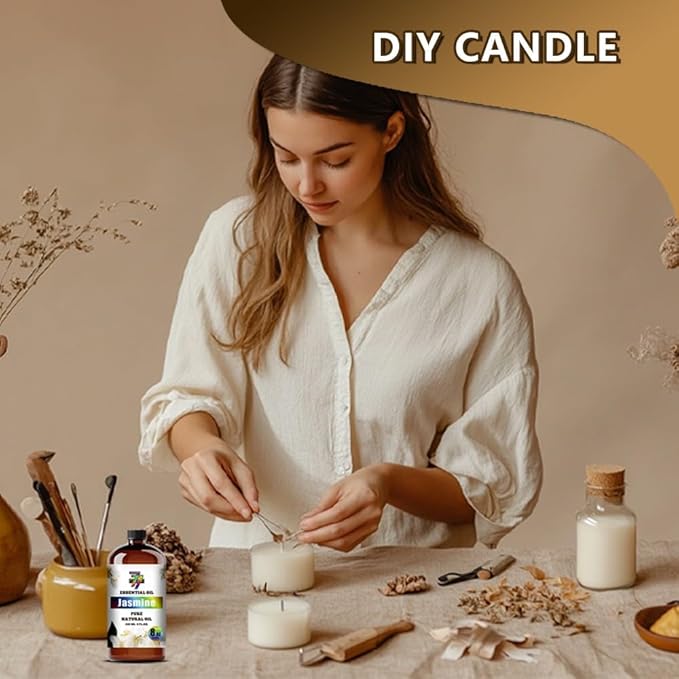 Jasmine Essential Oil - Jasmine Oils for Diffusers, Humidifiers, DIY Candles, Soap, Cleaning, Home, Office, Yoga, Massage, Gifts - 8 fl oz (240 ml) - GV77ZF