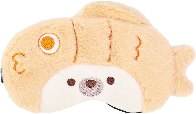 PERFECTSIGHT Sleep Eye Masks, Cute Sleep Eye Cover Lightweight Adjustable Eyeshade Mask Cover for Women Men Sleep Travel Nap, Khaki Fish