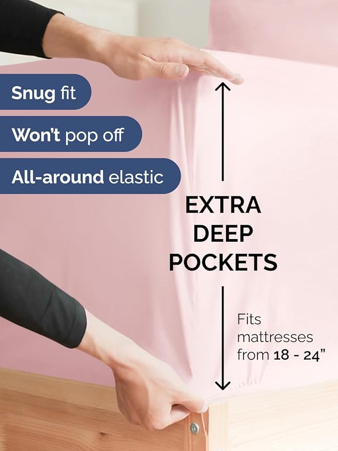 Extra Deep Cal King Sheet Set - 6 Piece Breathable and Cooling Sheets - Hotel Luxury Bedding for Women, Men, Kids & Teens - Easy Secure Fit - Soft & Wrinkle Free - Extra Deep Pockets - Lavender Pink