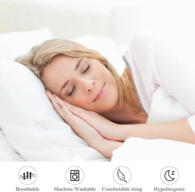 Pillow Protector King Size 100% Egyptian Cotton Pillow Covers, 400 Thread Count Sateen Weave Cooling Pillow Cases with Zipper Hidden, Breathable Non Noisy Easy Care, Set of 2 (White)