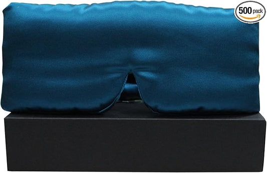 100% Mulberry Silk Eye Mask Blackout Sleeping Eye Cover for Night Sleep and Travel Nap,Soft Adjustable Eyeshade, Comfortable Blindfold for Women Men,Large Size, Black (Dark Blue)