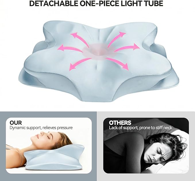 2-Pack Cervical Neck Pillow for Neck Pain Relief,Ergonomic Memory Foam Contour Pillow with Wrinkle-Resistant Silky Satin Fabric Cover,Orthopedic Bed Pillow for Side,Back,Stomach Sleepers,Blu