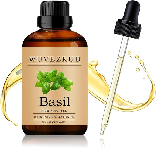 Basil Essential Oil 120ML - 100% Pure and Natural Oils for Aromatherapy Diffuser - 4 Fl Oz/Basil