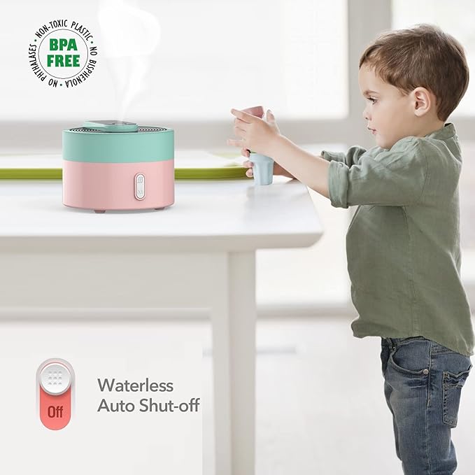 DAROMA Aromatherapy Diffuser, 220ML Cool Mist Humidifier, 7 Color Lights, 2 Mist Modes, Whisper-Quiet, USB Type-C Charger, Cyan-Pink