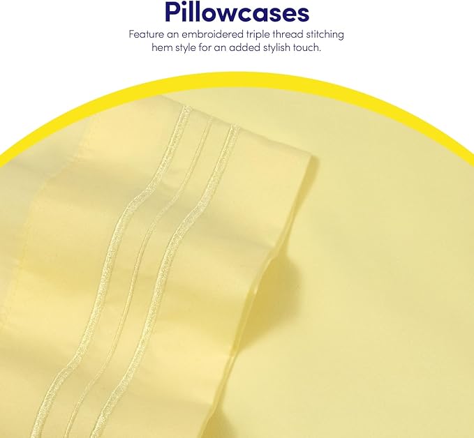1500 Supreme Collection California King Sheet Sets Pale Yellow - Luxury Hotel Bed Sheets and Pillowcase Set for Cal King Mattress - Extra Soft, Elastic Corner Straps, Deep Pocket Sheets Pale Yellow